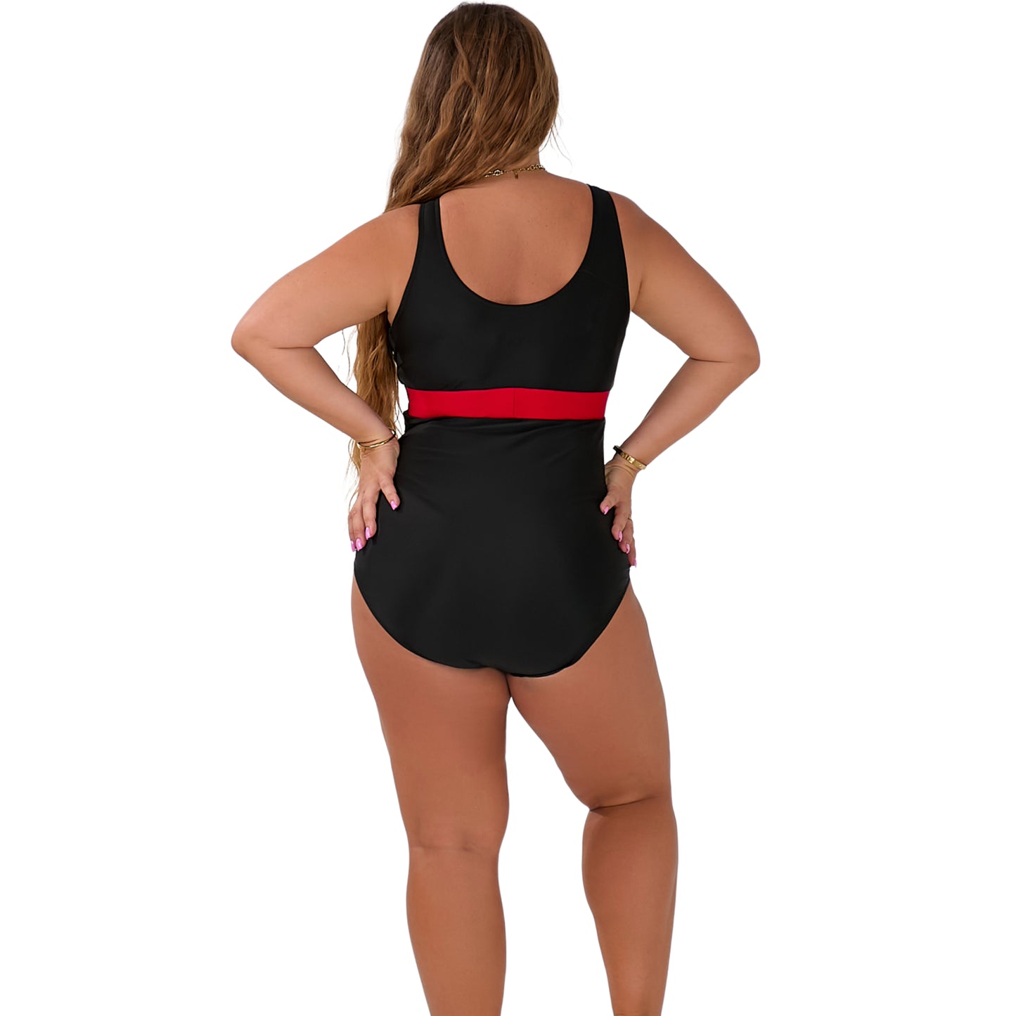 Nicole Red Tummy Control One-Piece Swimsuit