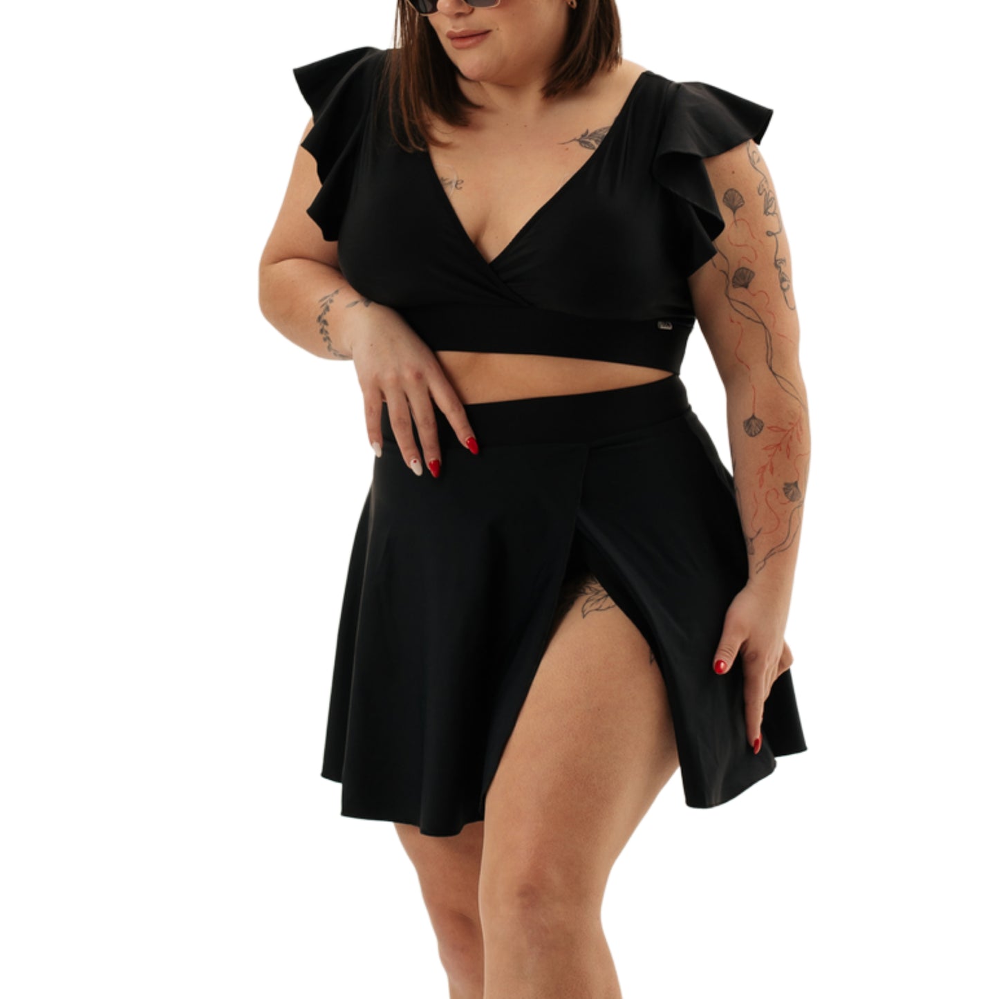 Irene Black Tummy Control Swim Skirt Set