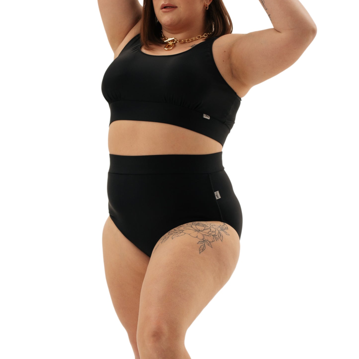 Amelia Black High-Waisted Tummy Control Swimsuit