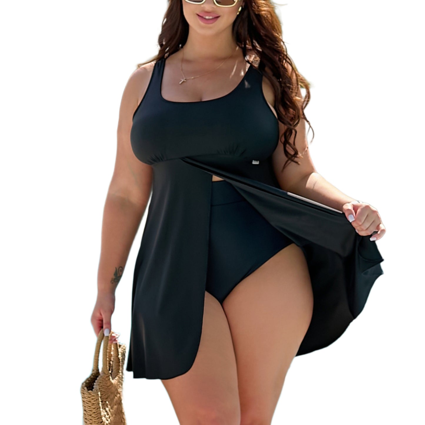 Victoria Black Tummy Control Swim Dress Set