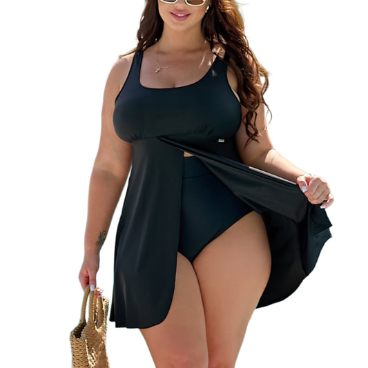 Victoria Black Tummy Control Swim Dress Set
