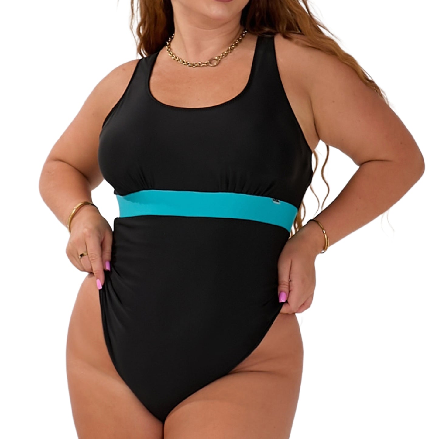 Nicole Turquoise Tummy Control One-Piece Swimsuit