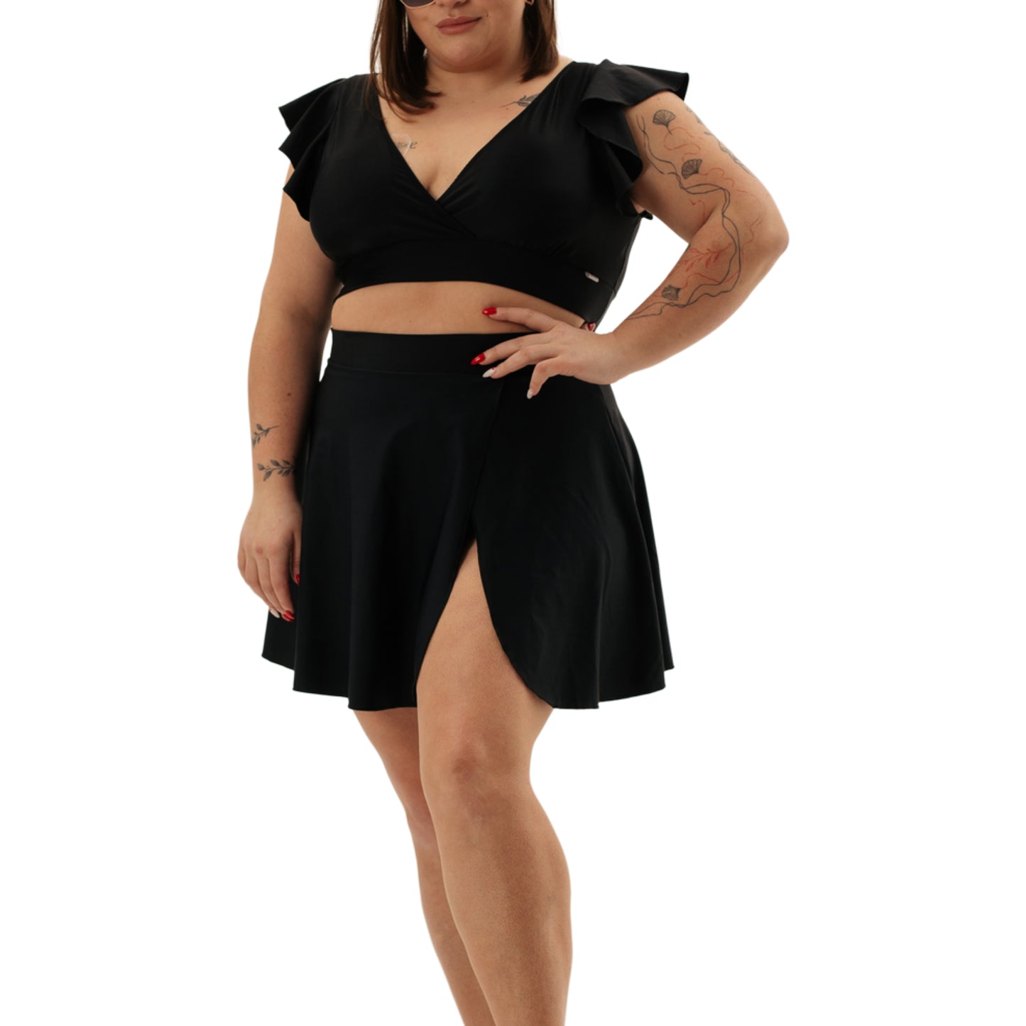 Irene Black Tummy Control Swim Skirt Set